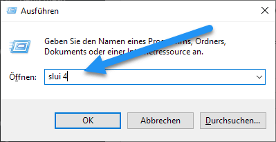 Drücken Sie die Tastenkombination Windows-Taste + R, um das Ausführen-Fenster zu öffnen.
Geben Sie slui.<a href=