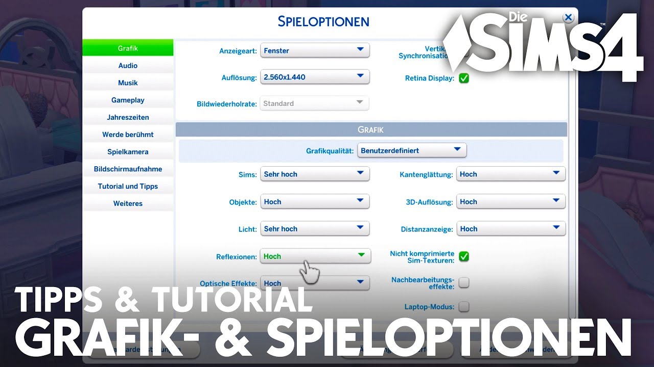 Grafikeinstellungen von Sims 4 reduzieren
Optimierung der Grafikoptionen für Sims 4